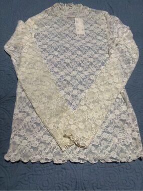 Urban Outfitters Cream Lace Long Sleeve Top